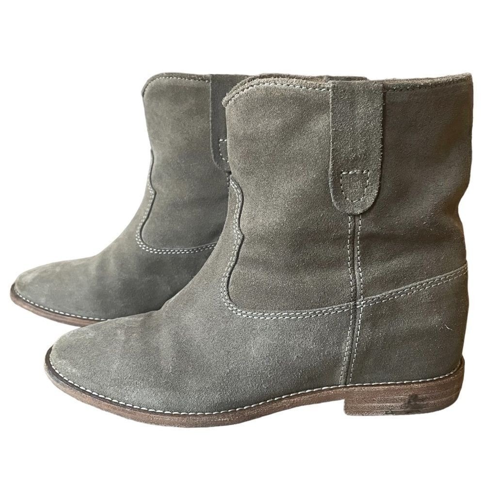 Isabel Marant Taupe/Olive Green Crisi Boots Country Western Cowgirl Size 6 - Picture 2 of 8